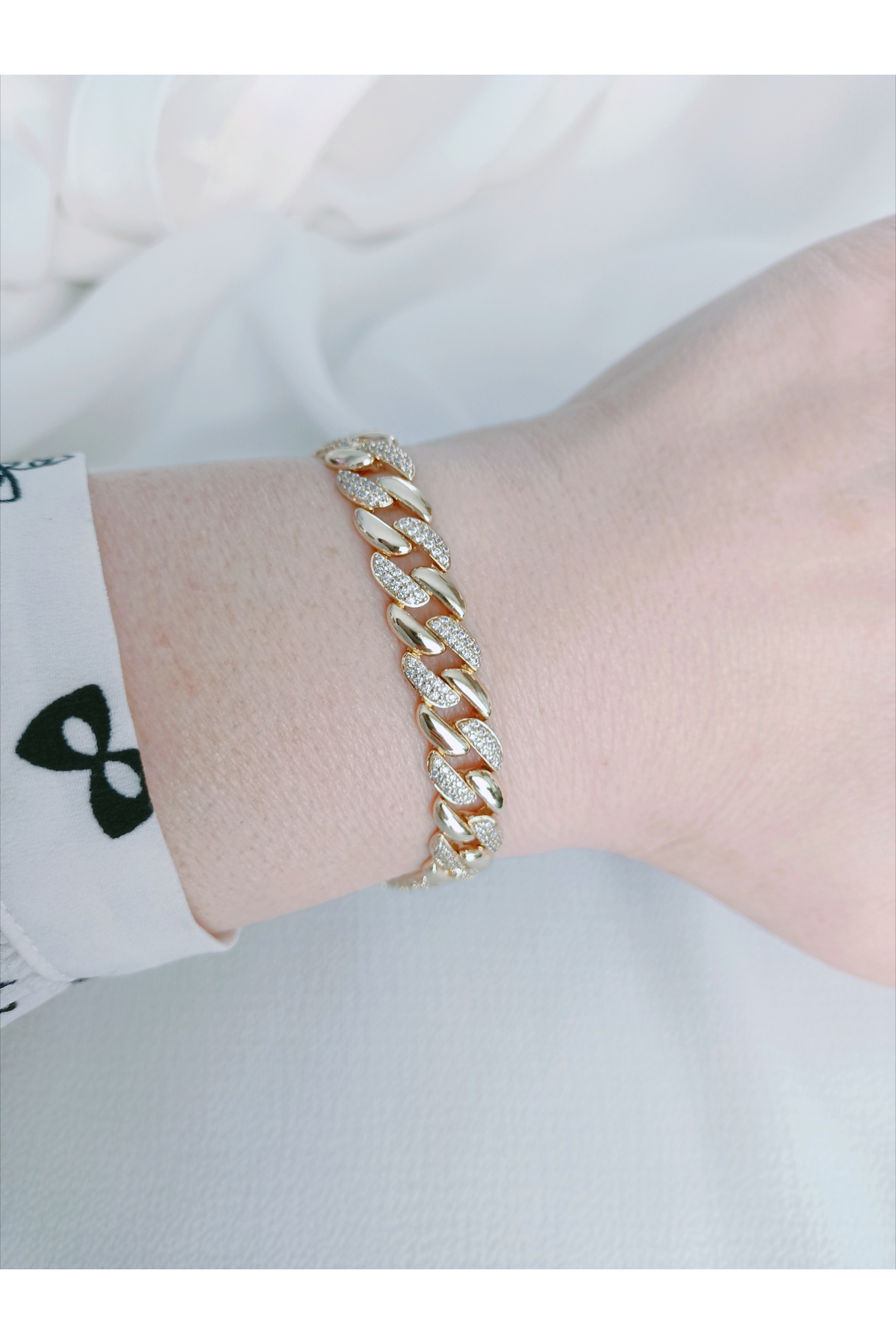XUPING JEWELRY POKAK Xuping GURMET 14K Altın Kaplama Zirkon Taşlı Bileklik - 17,5CM+2CM AYARLANABİLİR görsel 3