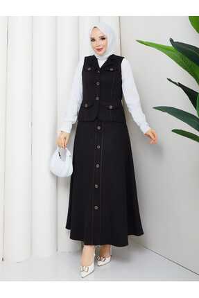 NURSİDA Kumaş scuba Süet ara biyeli ikili Takım