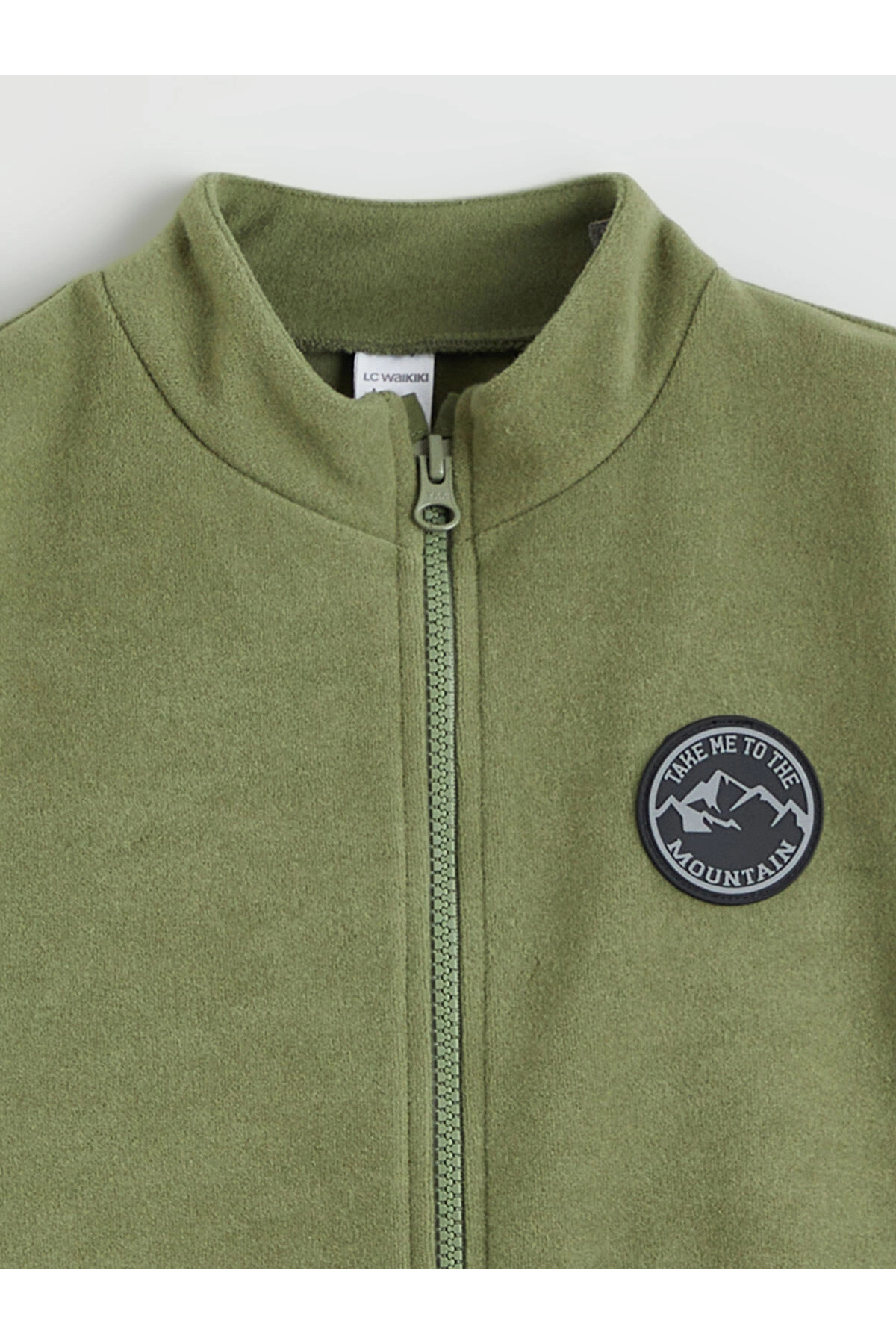 LC Waikiki LCW Kids Haki Kolej Yaka Basic Uzun Kollu Erkek Çocuk Fermuarlı Sweatshirt fotoğrafı 3 (önizleme)