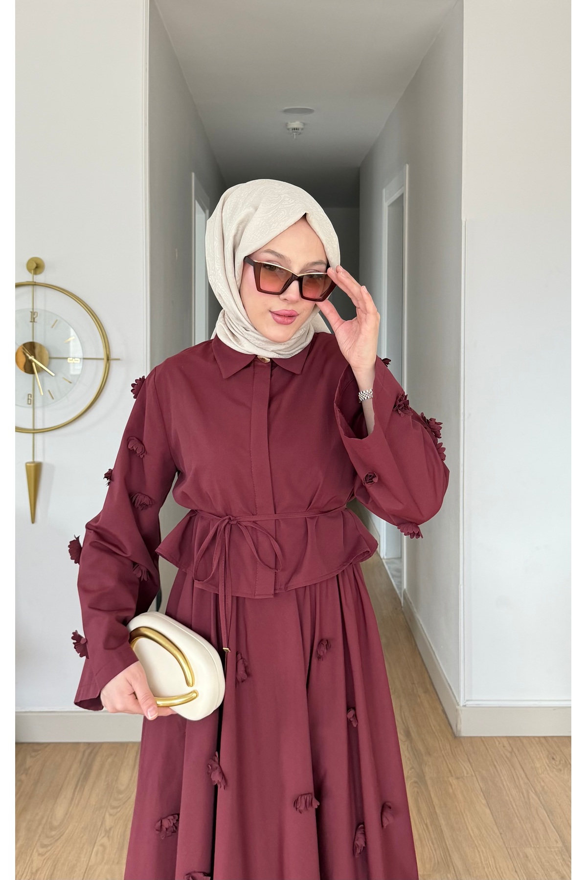 merve ada design  POPLİN 3 BOYUTLU ETEKLİ TAKIM - Görsel 4