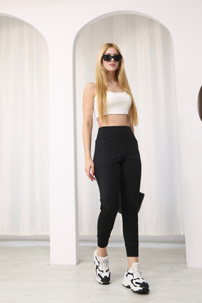Sporza Kadın Siyah Yüksek Bel Jogger Eşofman Altı