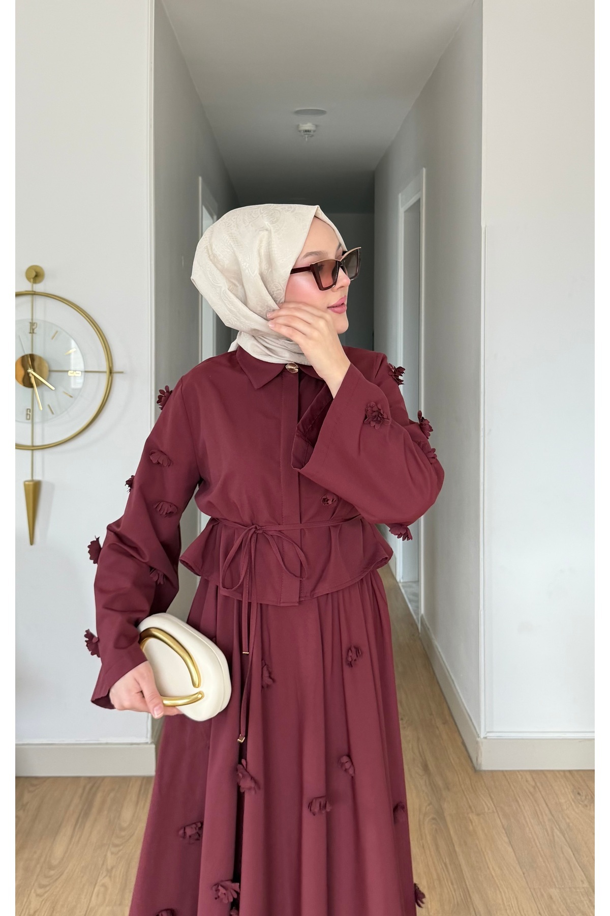 merve ada design  POPLİN 3 BOYUTLU ETEKLİ TAKIM - Görsel 5