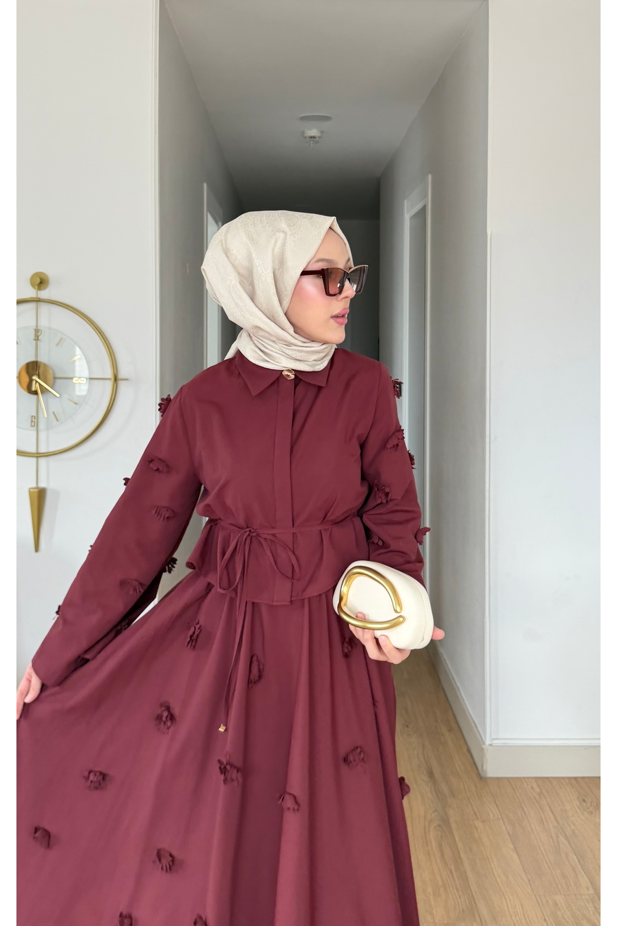 merve ada design  POPLİN 3 BOYUTLU ETEKLİ TAKIM - Görsel 6