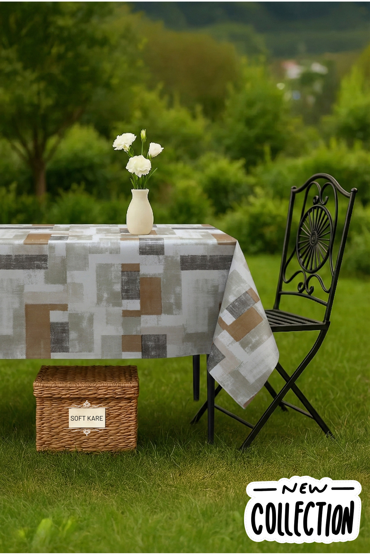PVC Fibre Tablecloth – Wipe-Off, Waterproof, Modern Pattern, For Kitchen and Dining Table