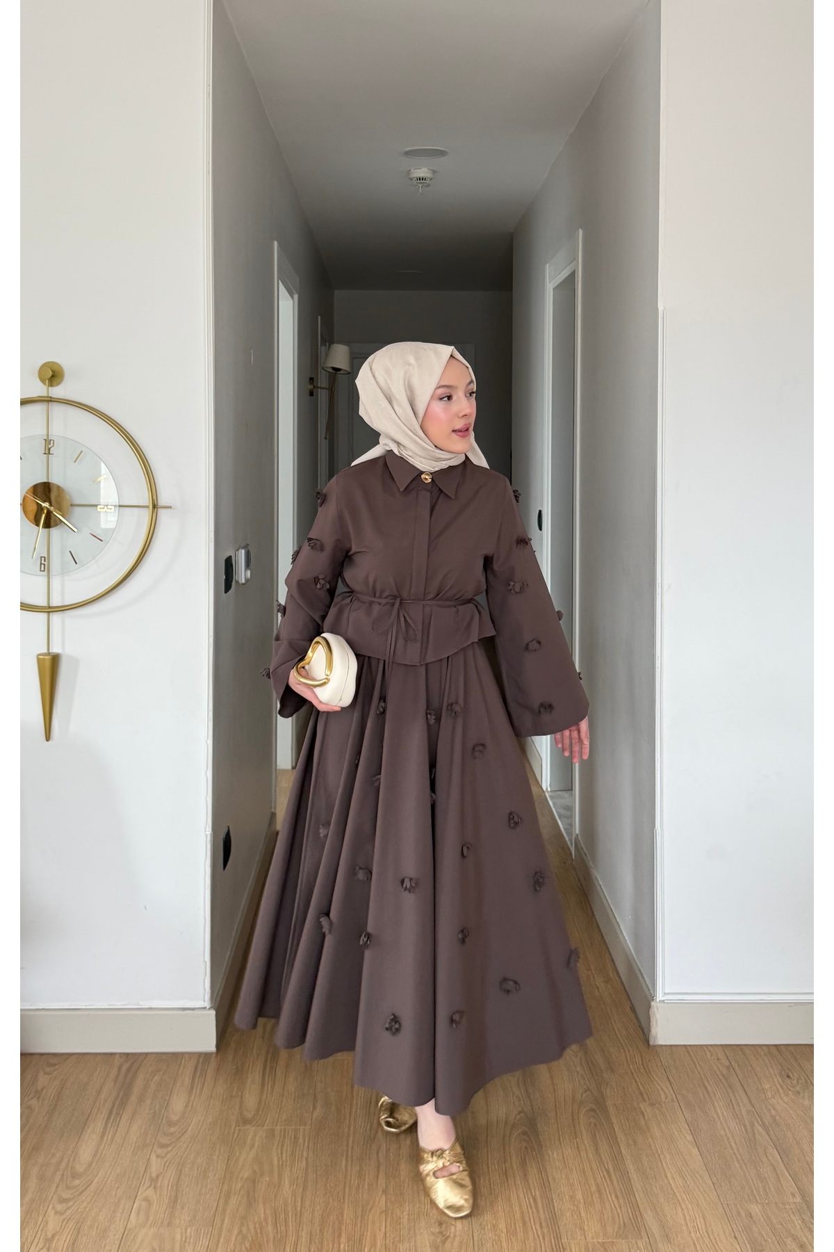 merve ada design  POPLİN 3 BOYUTLU ETEKLİ TAKIM