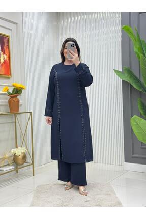 Modam Bella Büyük Beden İncili Krep Takım