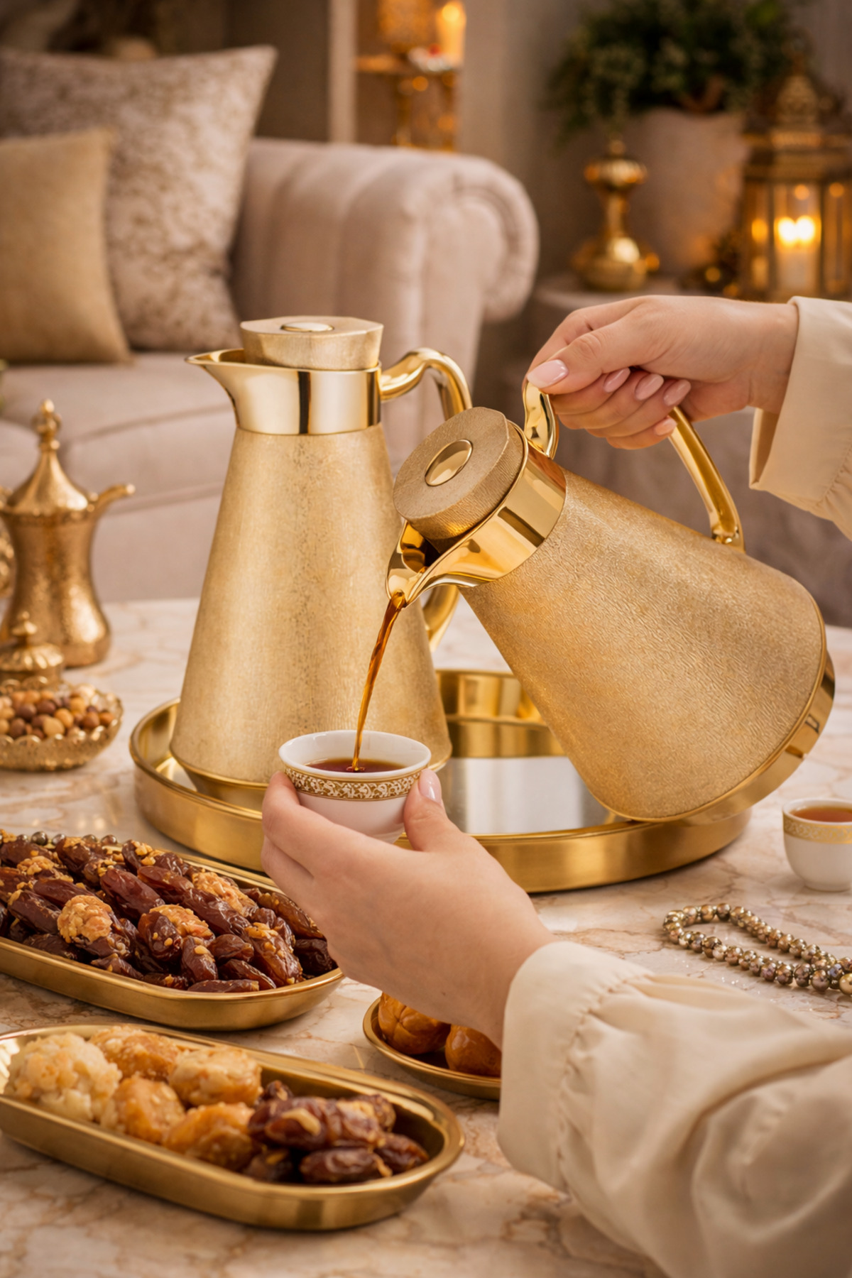 طقم ترامس بيلسان الذهبي من شركة السيف العريقة | فخ...