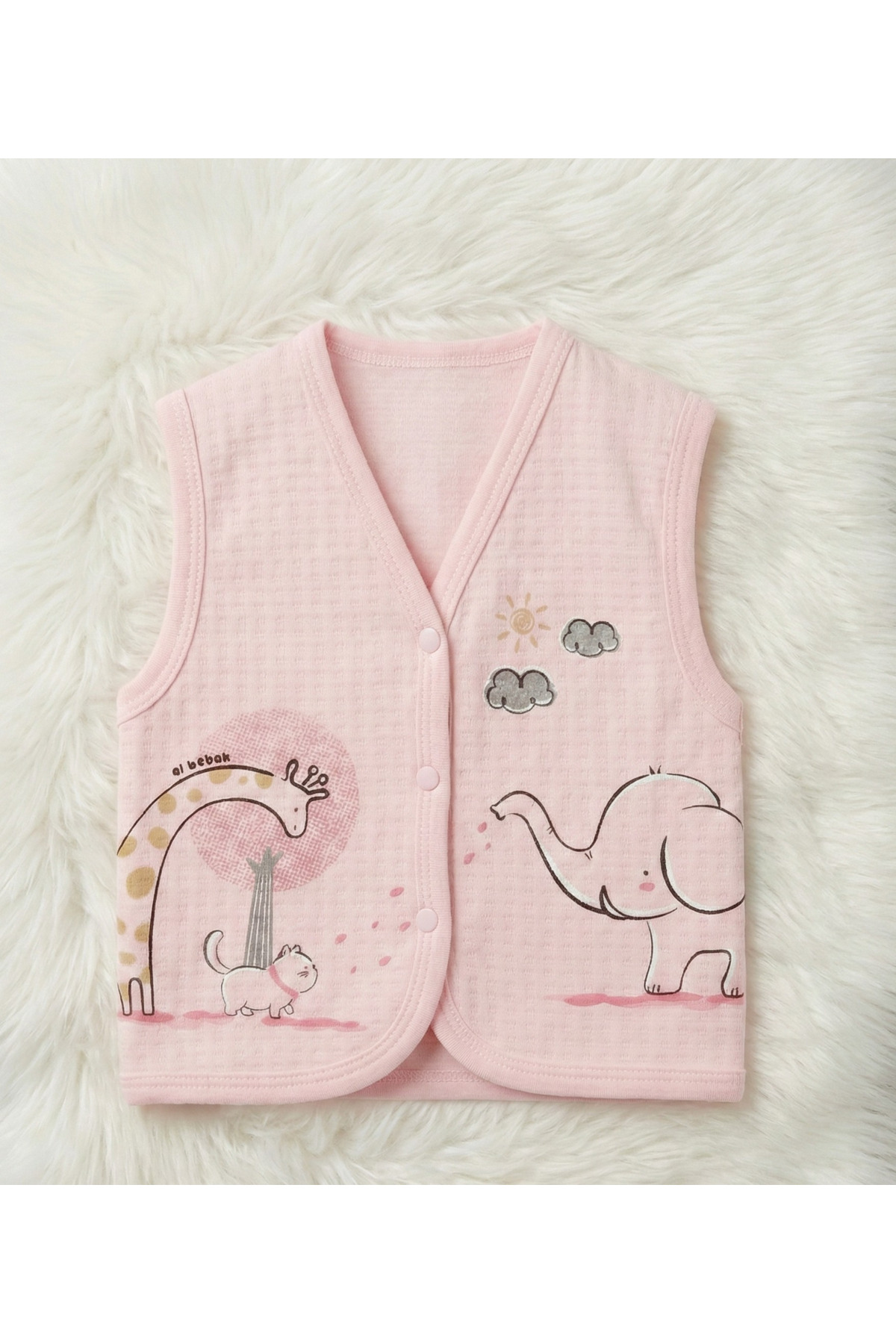 Elbebek Baby Pamuklu Baskılı Bebek Yelek fotoğrafı 3 (önizleme)