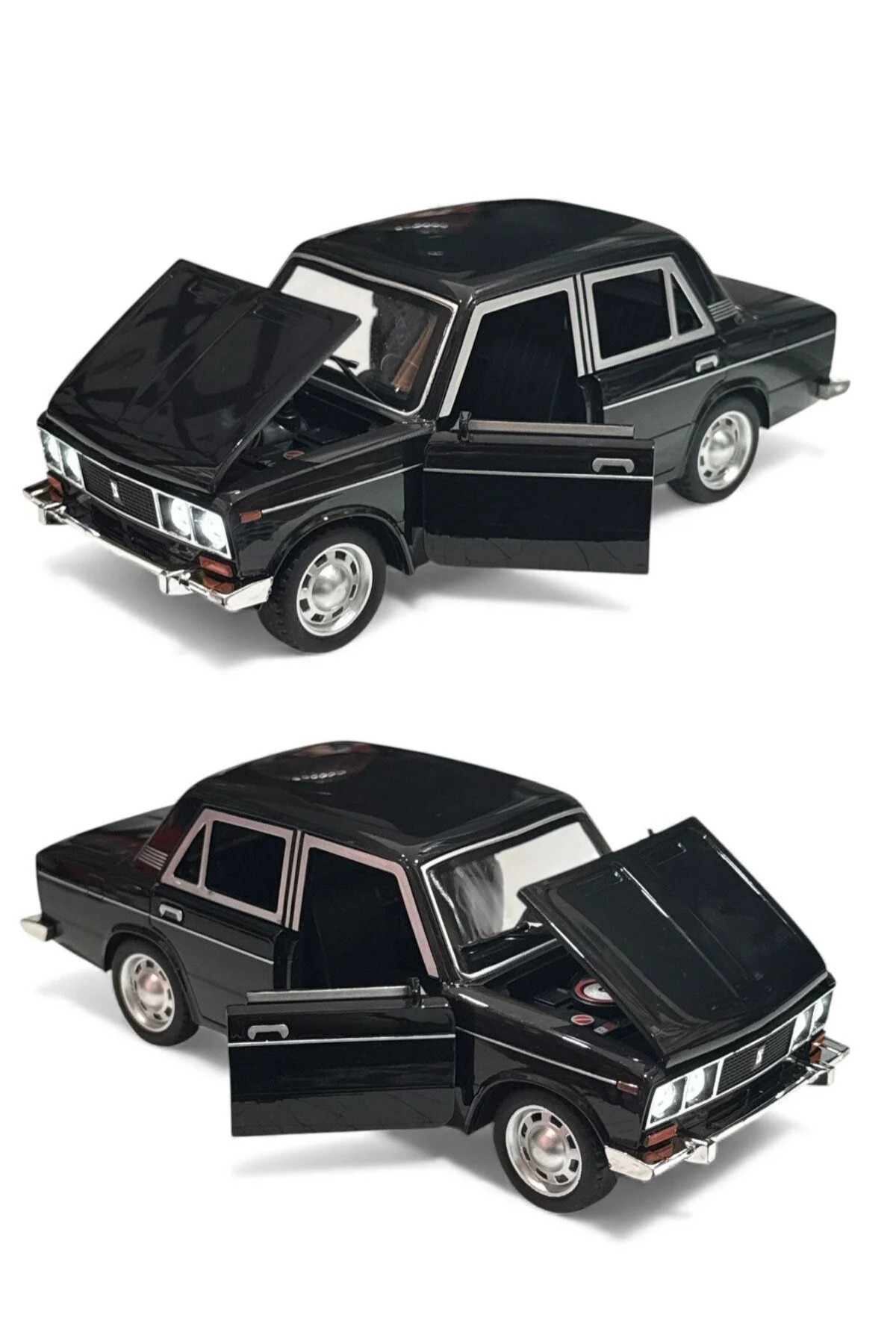 craftivio Lada Vaz 2107 Model Araba 1:24 Ölçek (18cm) Sesli Işıklı Çek Bırak Siyah fotoğrafı 2 (önizleme)