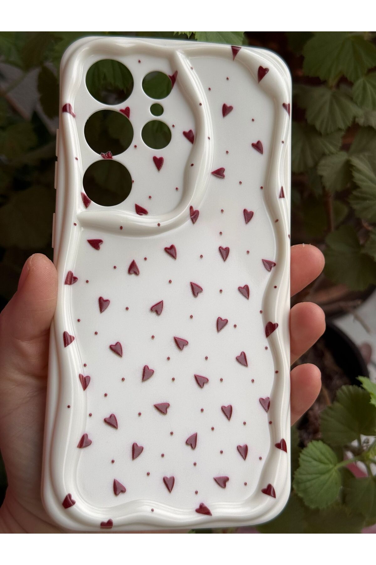 Samsung Galaxy S21 Ultra Compatible Soft Silicone Case with Red Heart Pattern