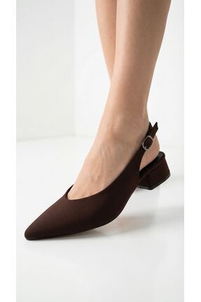 BellaPiede Kadın Sivri Burun Slingback (4 cm) Düşük Topuklu Klasik Şık Ayakka...