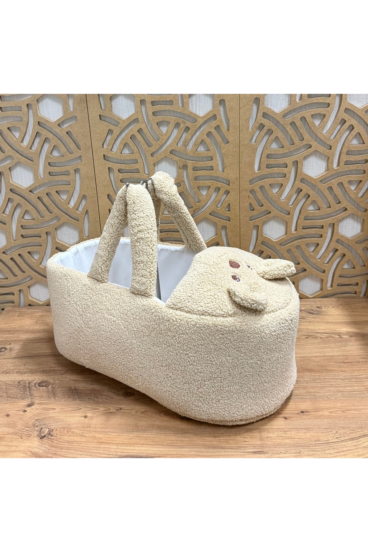 Mini Chics Peluş Kumaş Ayı Nakışlı Bebek Taşıma Çanta & Anne Çanta fotoğrafı 3 (önizleme)