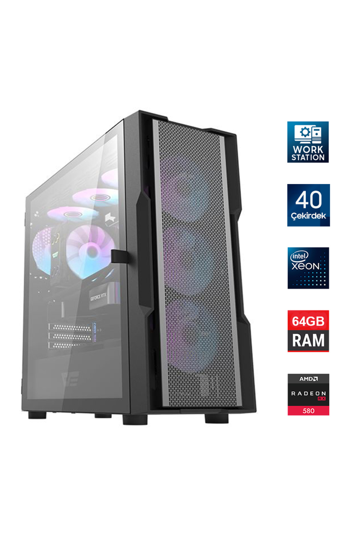 TURBOX Xeon E5 2680 v2 Çift İşlemcili 40 Çekirdek 64GB 1TB NVMe
