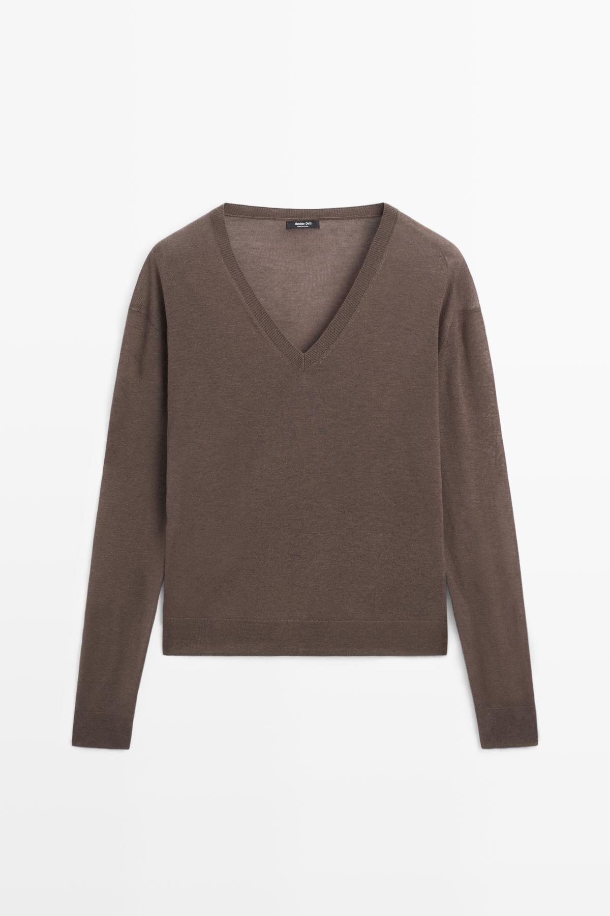 Massimo Dutti  İpek ve yün karışımlı triko kazak - Görsel 5