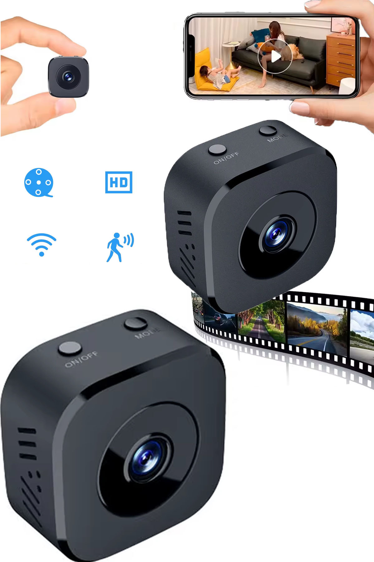 TechnoStation Mini Güvenlik Kamerası HD Ev Ofis Çocuk Odası Evcil Hayvan Güvenlik Kamerası HD Mini