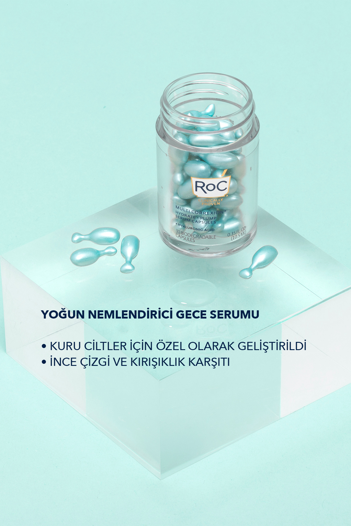 Hyalüronik Asit İçerikli Kapsül Serum Hediyeli Yoğun Nemlendirici Gündüz Kremi SPF30 50 ml — ROC0021 — تصویر 6 از 7