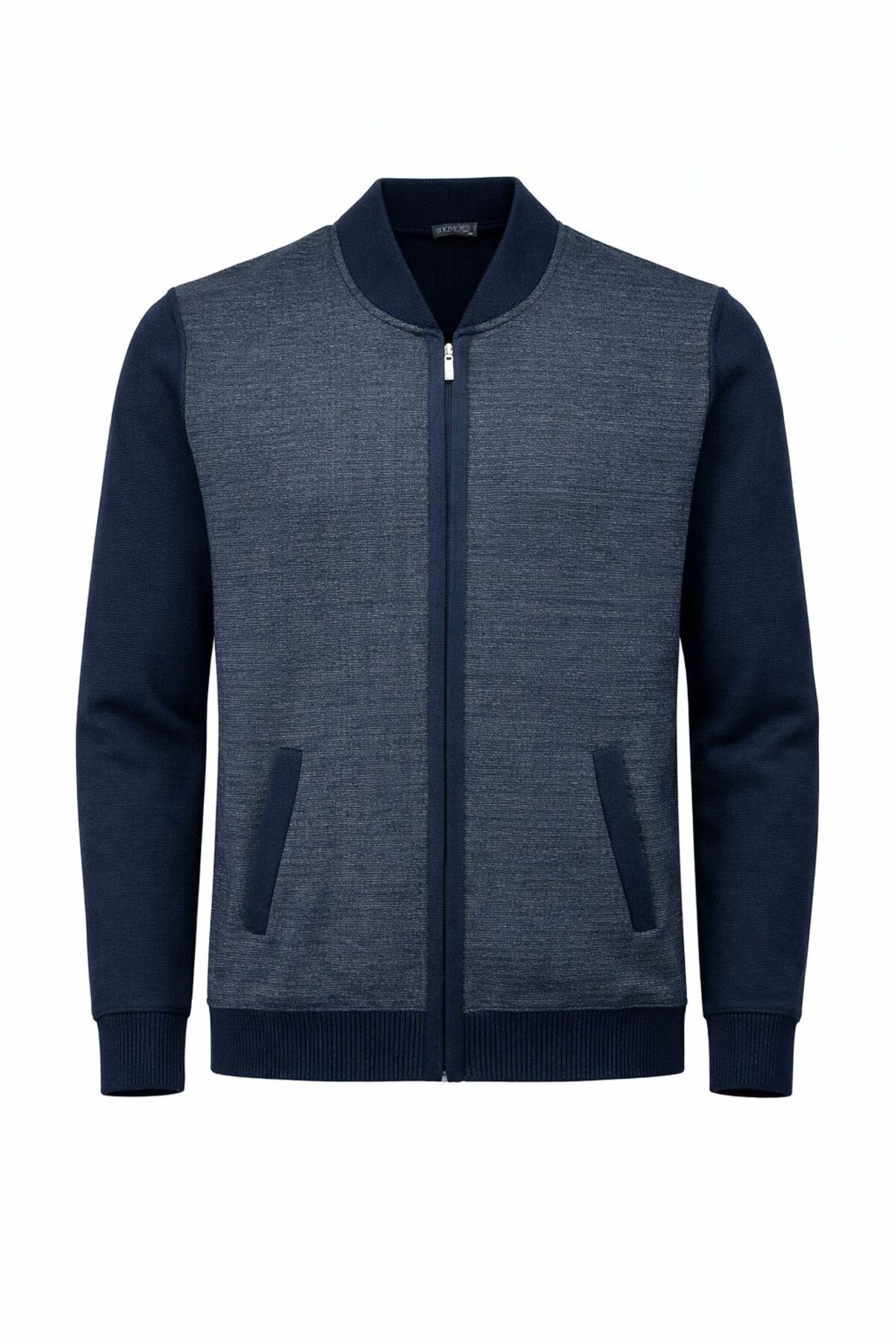 HEDEFNUR TEKSTİL  Lacivert Erkek Triko Akrilik Kalın Dokulu Klasik Fit Fermuarlı Cepli Kışlık Baba Hırka