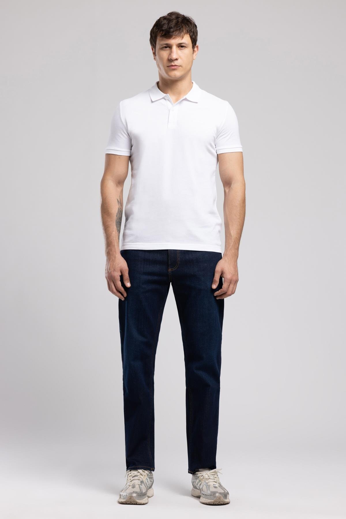 Lee Cooper  Rico Yüksek Bel Düz Kesim Düz Paça Mavi Erkek Jean Pantolon