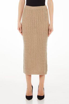 liu.jo Bej Alpaka Karışımlı Triko Kalem Kadın Etek