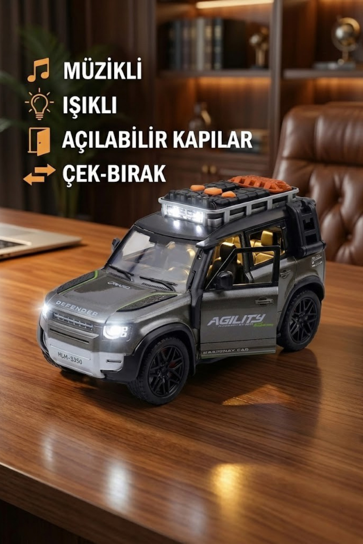 craftivio Sesli Işıklı Çek Bırak Oyuncak Araba Defender Model Jip