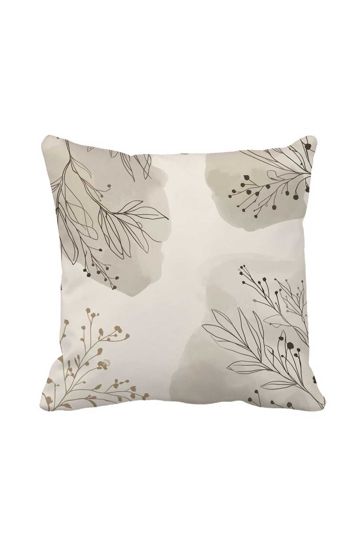 Double Sided Minimal Design Floral Pattern 43x43 cm - Modern Pillowcase with Zipper