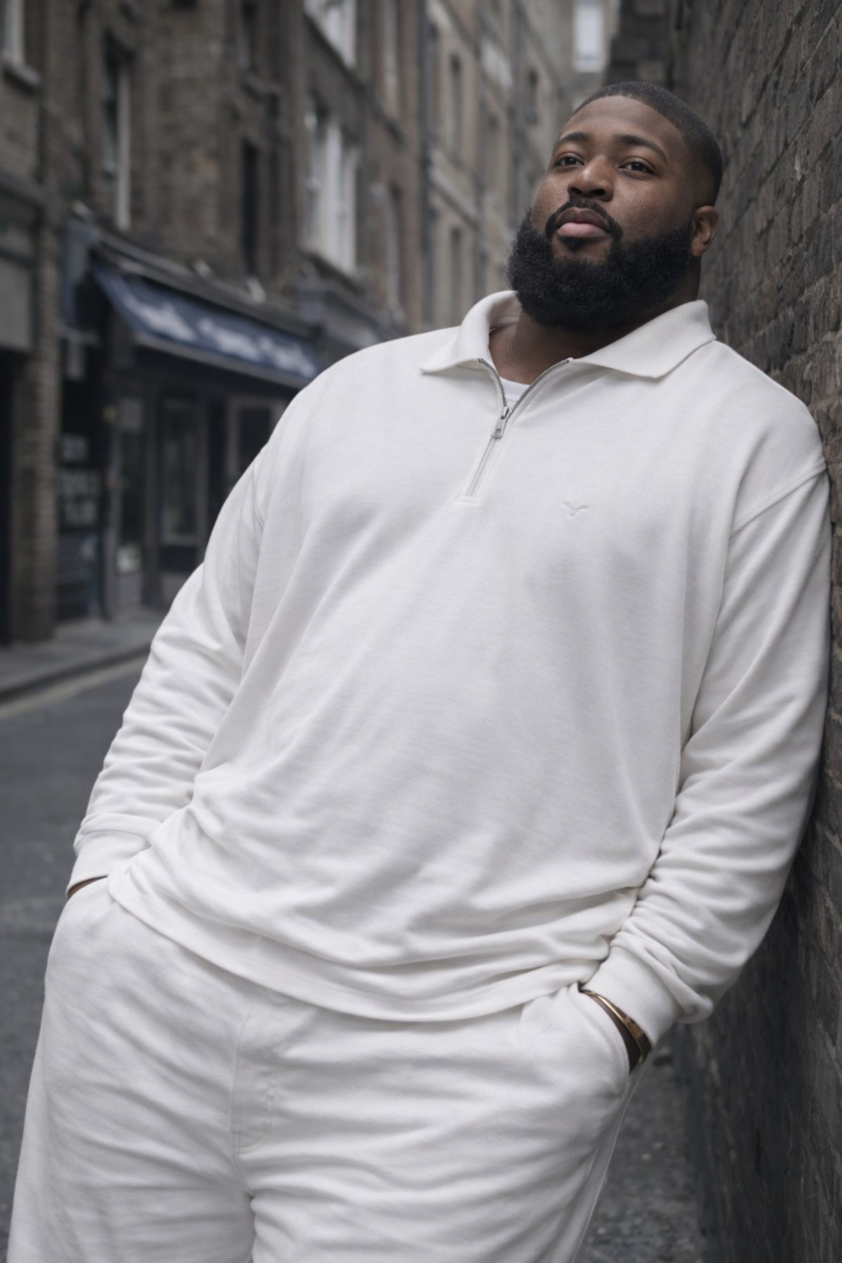 Maccali Erkek Trend Büyük Beden Beyaz Triko Sweatshirt görsel 3