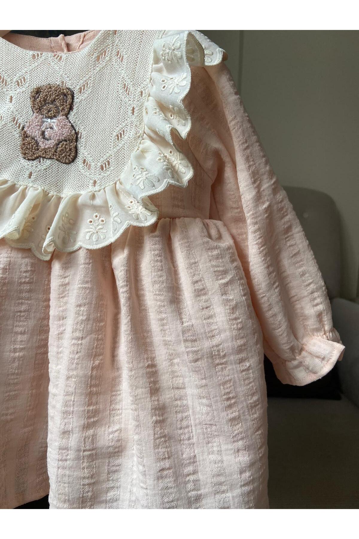 bebekstra  Kız Bebek Bear Çantalı Elbise - Görsel 6