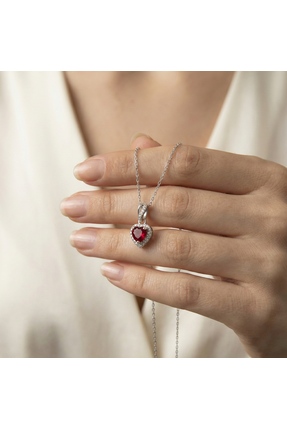 Usho Jewelry Kalp Kolye 925 Ayar Gümüş, Kadın Kolye, Sevgililer Günü Hediyesi