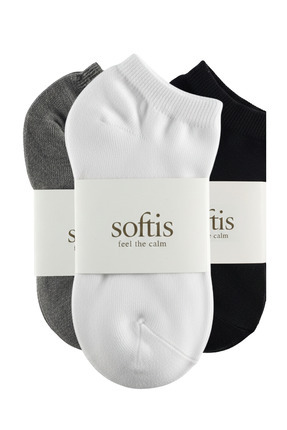 Softis Erkek Kısa Bilek Çorap 3’lü Paket (Siyah – Beyaz – Gri)