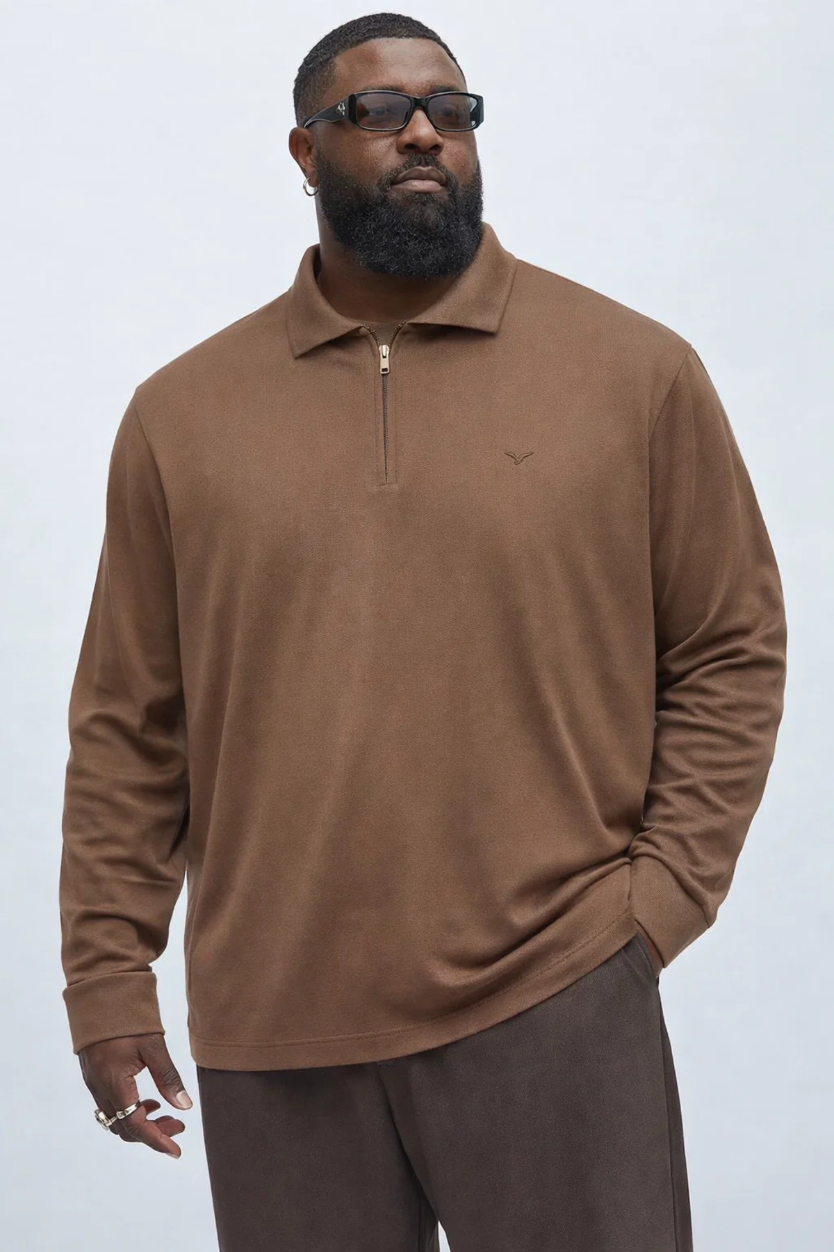 Maccali Erkek Mevsimlik Büyük Beden Kahve Triko Sweatshirt görsel 2