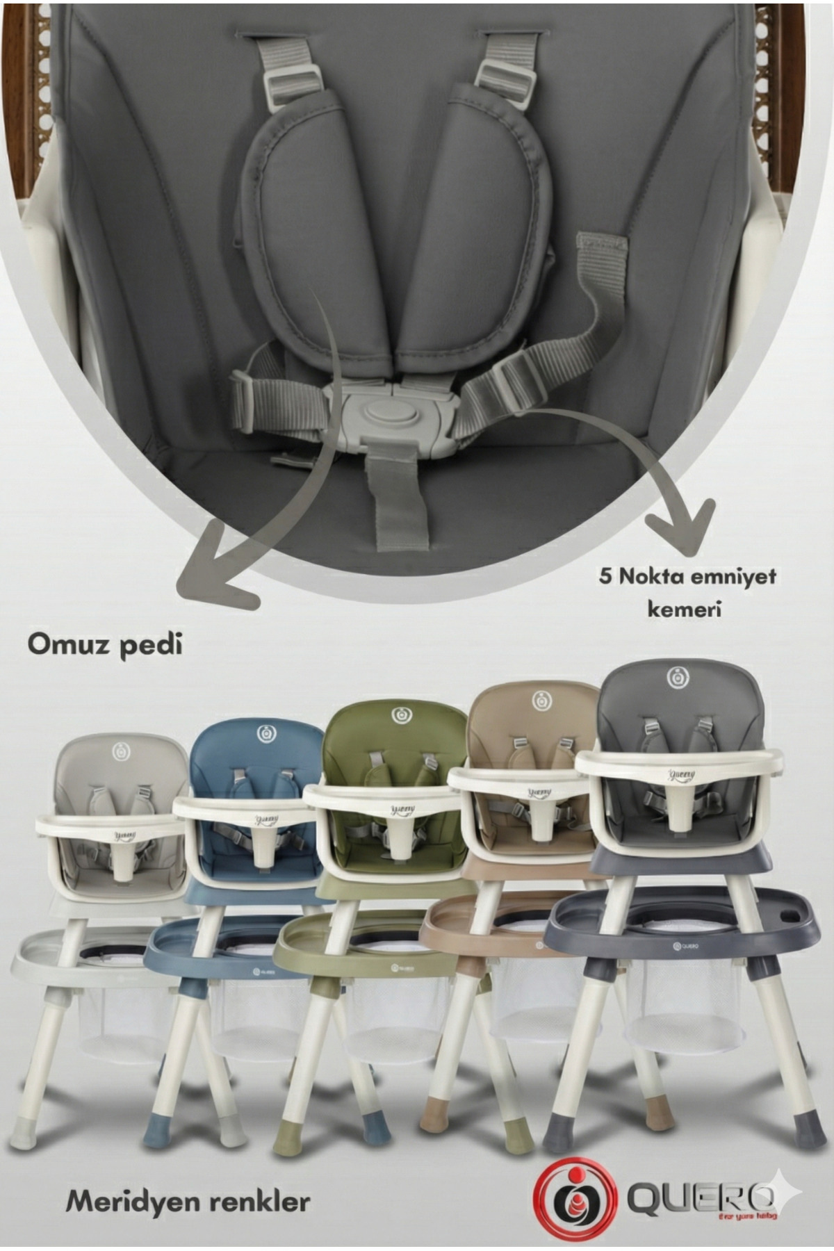 Quero Yummy 12in1 Mama Sandalyesi 12 Özellik Portatif Çalışma, Oyun Masalı Çok Fonksiyonlu Mama Sandalyesi fotoğrafı 4 (önizleme)