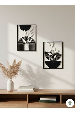 MelisArt3D Dünyası Modern Dekoratif 2'li Boho Tablo Seti & Duvar Süsü