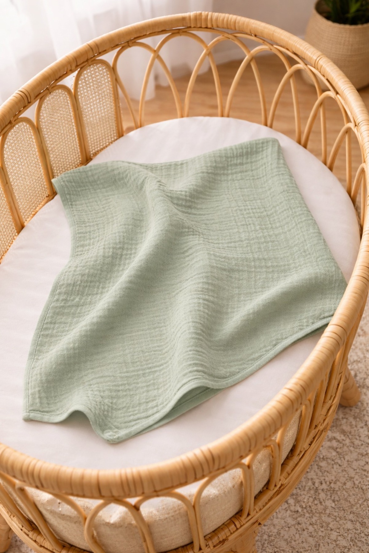 Mai Perla 4 Kat Müslin Organik Pamuk 90x90 Naturel Bebek Çocuk Battaniye fotoğrafı 2 (önizleme)