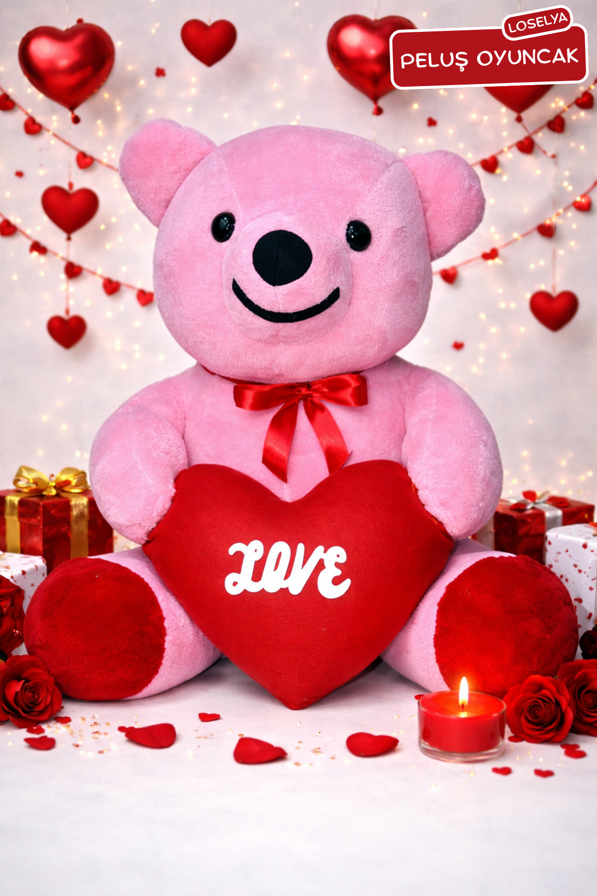 Valentine's Day Plush Toy Gift Red Love Hearted Plush Teddy Bear 50cm