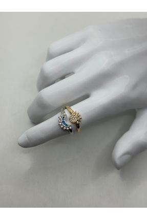 lysiaaccessory Güneş ve Ay Figürlü İkili Çelik Yüzük Seti | Çift Yüzüğü