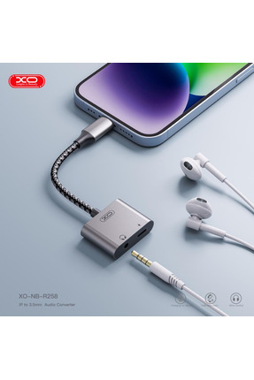 Xo Lightning to 3.5mm Aux ve Şarj Girişli 2 in 1 iPhone Kulaklık Ses Dönüştür...