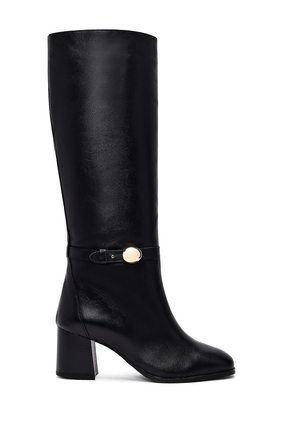 Derimod Kadın Siyah Kalın Topuklu Deri Çizme 25WFD163518