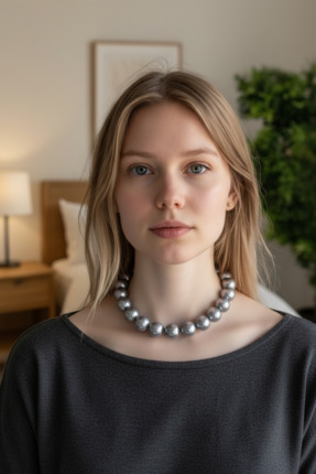 HELİSA ACCESSORİES Parlak Füme Boncuklu İkonik Kolye