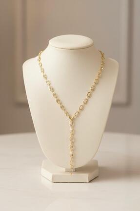 Ylz Jewelry Vıp 14K Taşlı Y 2'li Kolye