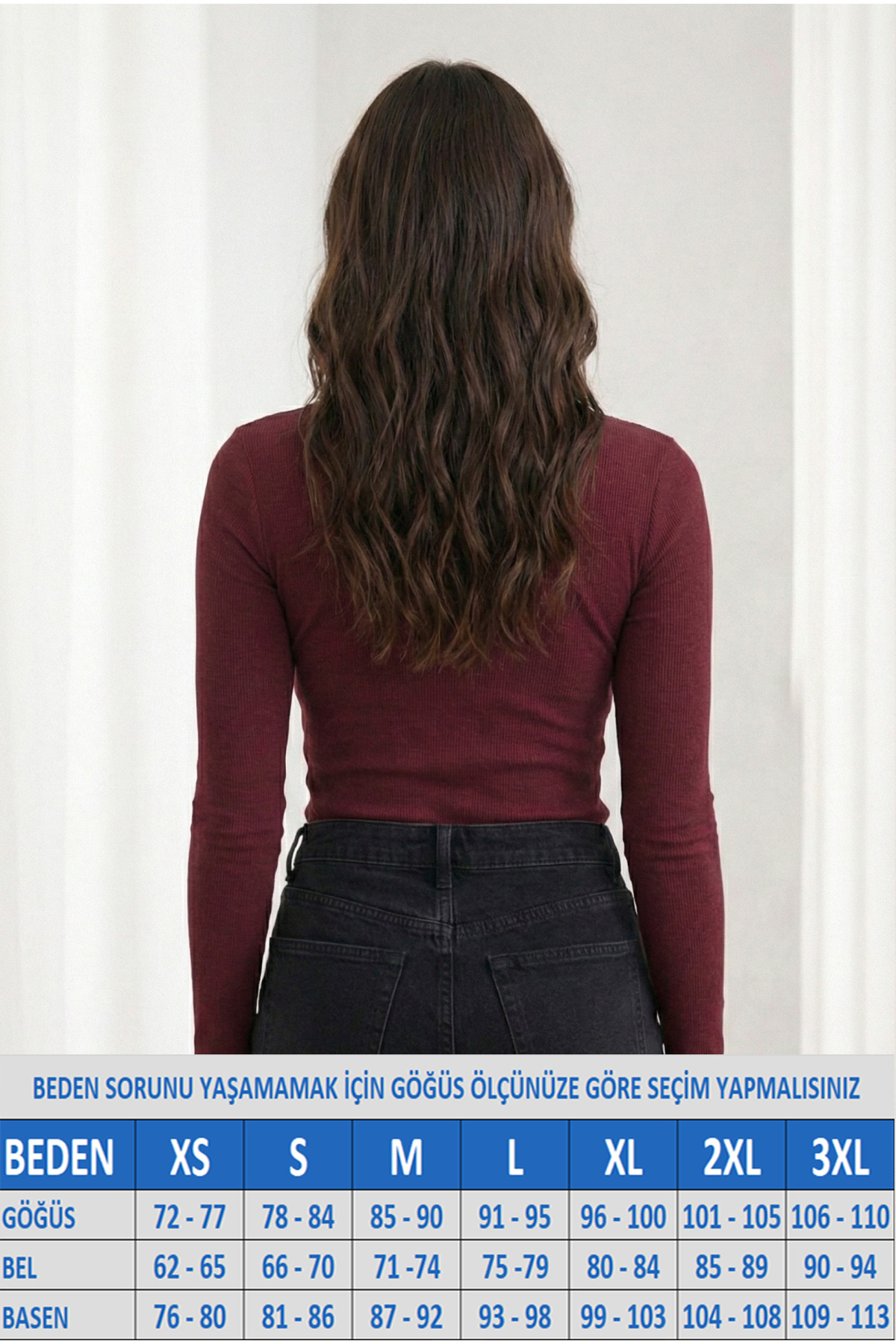 MİO ESTİLO Kadın Fitilli Patlı Havuz Yaka Uzun Kol Kaşkorse Bordo Bluz, Novelle görsel 2
