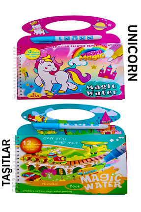 Magic Water 2'li Unicorn ve Taşıtlar Water Painting - Sihirli Özel Kalem Ile ...