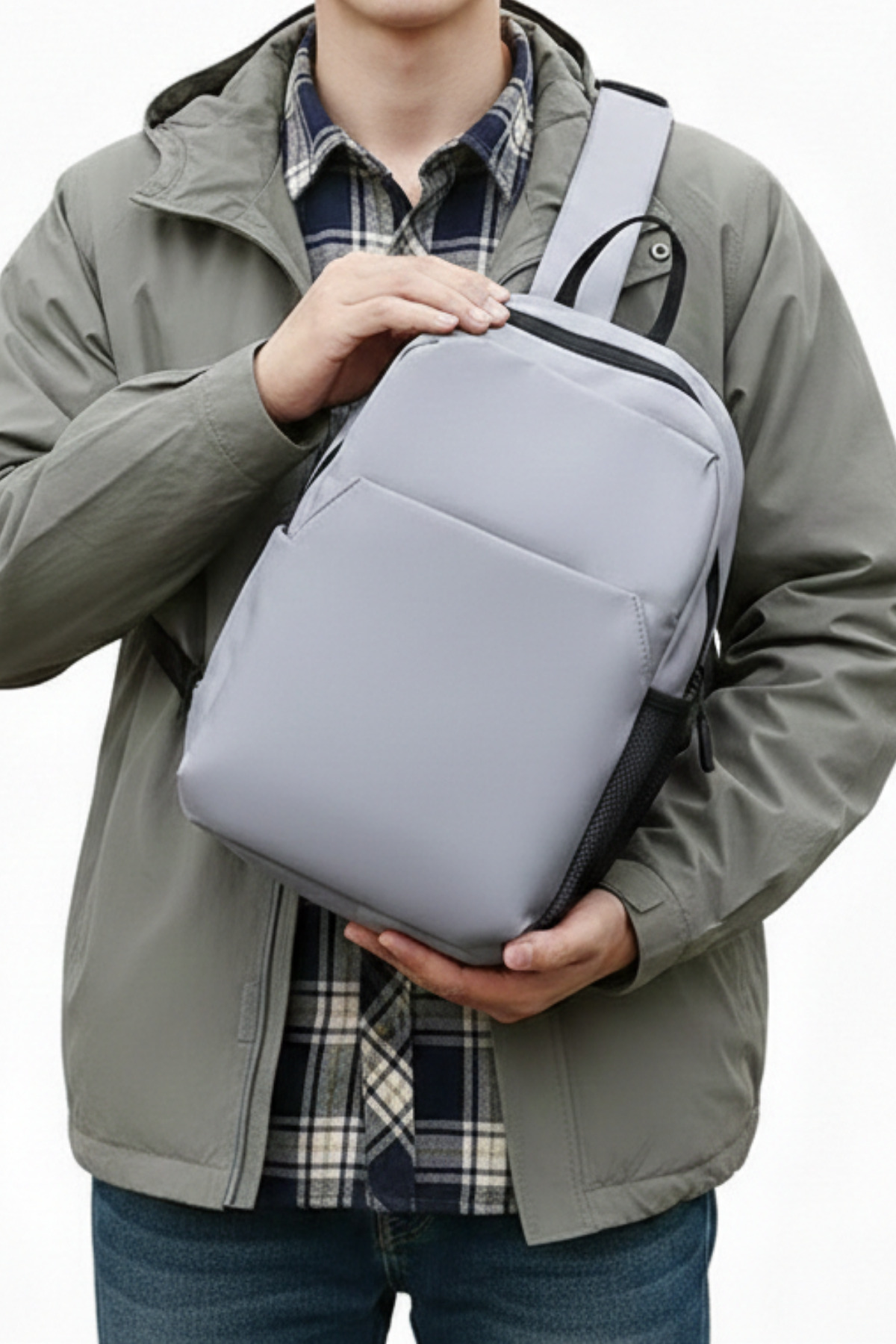 woys  Küçük Ebatlı Gri Sırt Çantası - Günlük Kullanım ve Yürüyüş İçin Uygun - Su Geçirmez Kumaş - 8 Litre - Görsel 3