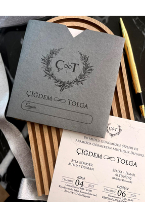 AnadoluMatbaacılık GRİ NİŞAN VE DÜĞÜN DAVETİYESİ (50 ADET)