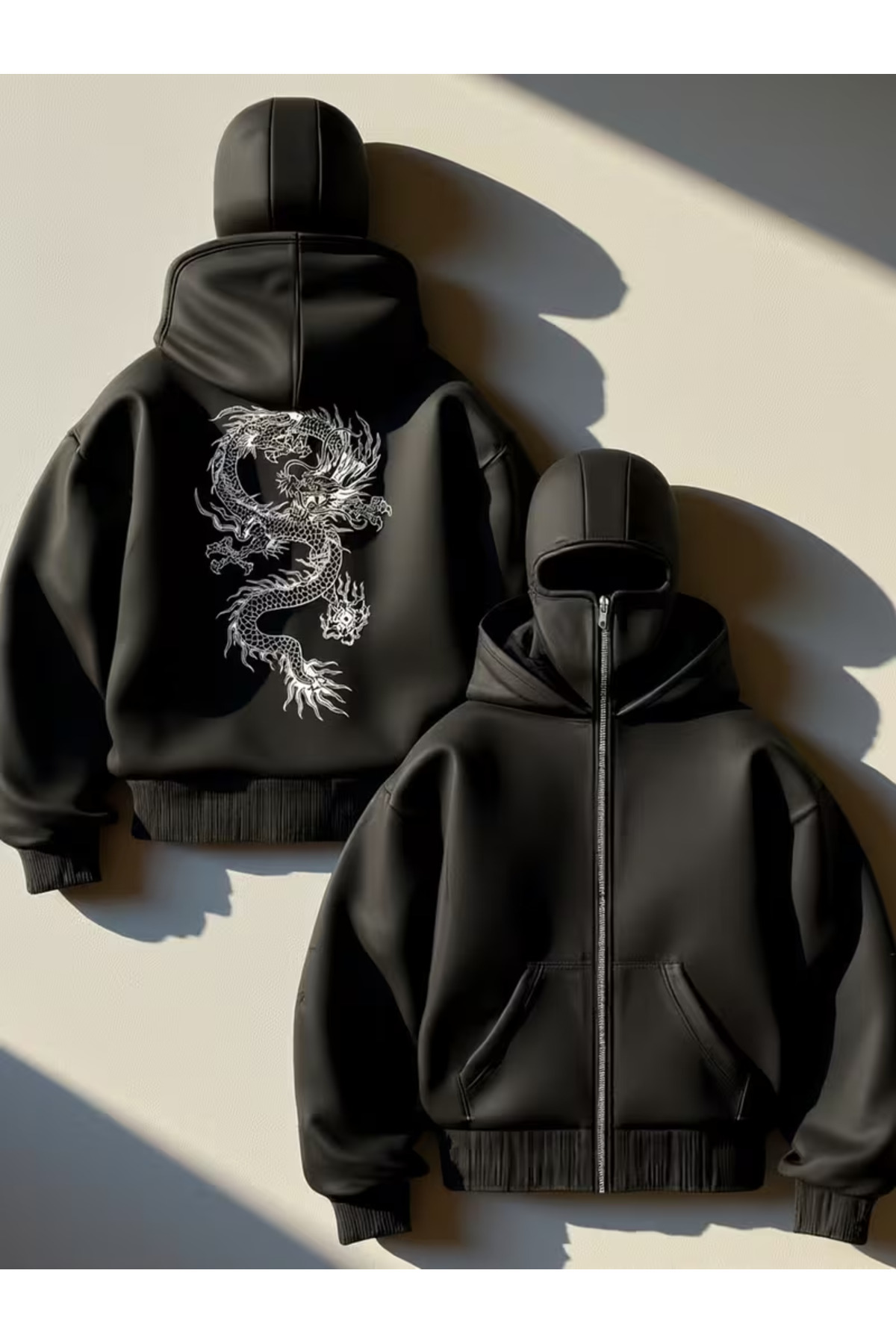 Flaubert  -KAR MASKELİ NİNJA ERKEK FERMUARLI SWEATSHIRT HIRKA 3 İPLİK KALIN FERMUARLI 98 - Görsel 2