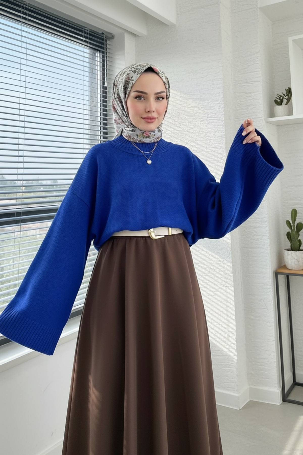 NEWCO  Yarasa Kol Yarım Balıkçı Yaka Triko Kazak - Görsel 3