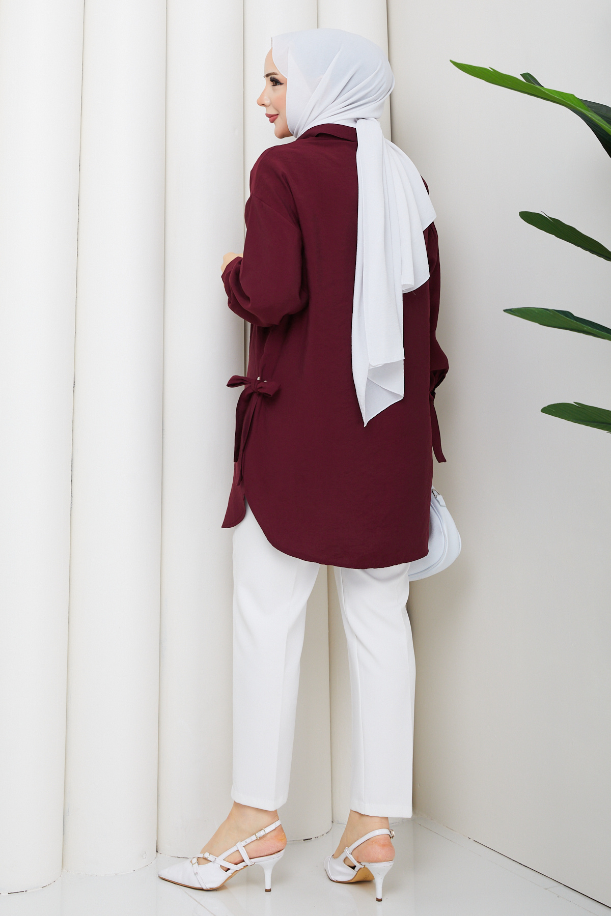 Pamuk Butik  Kadın Kuş Gözü Detaylı Fermuar Kapamalı Tunik - Görsel 7