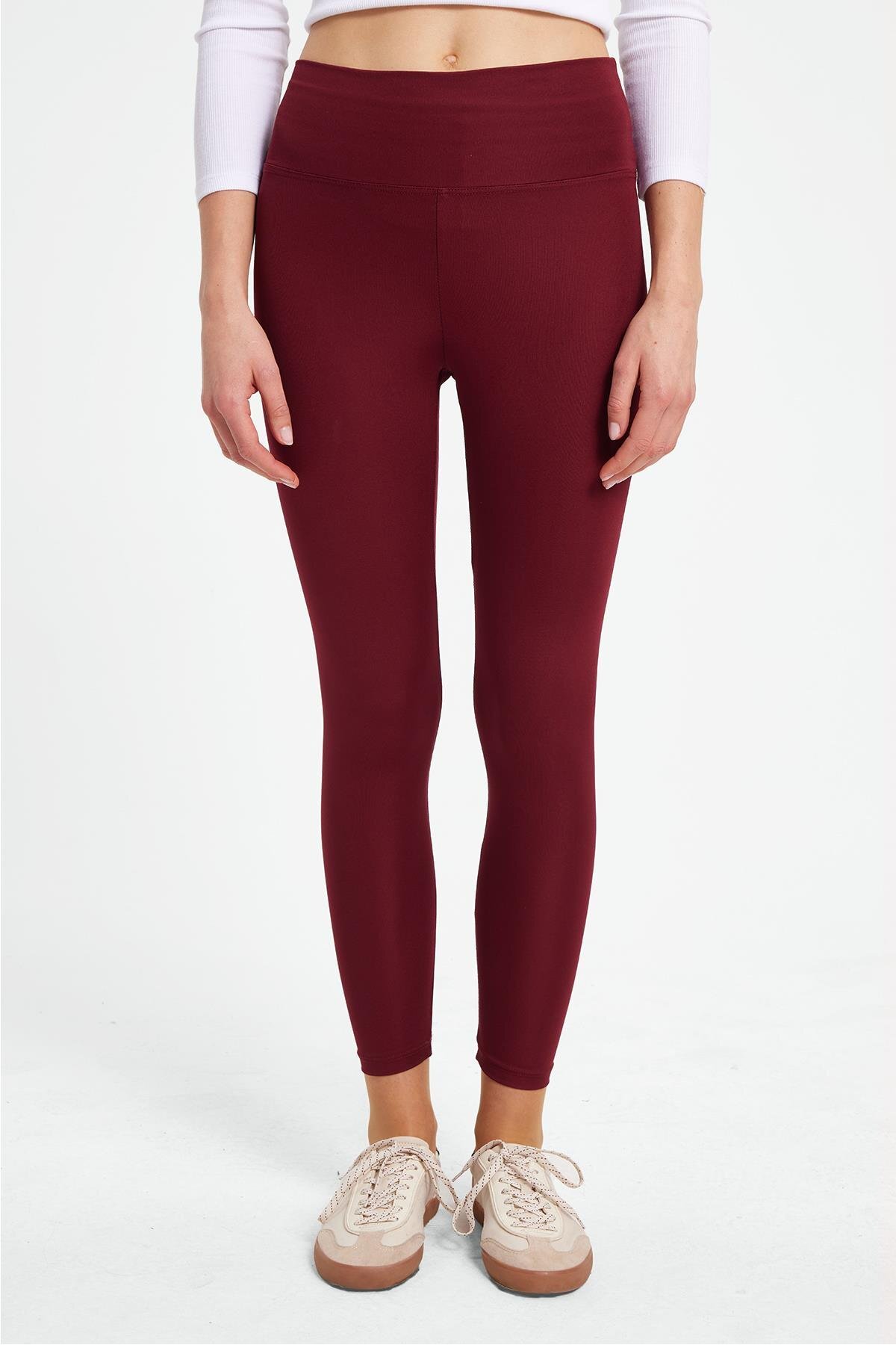 Women's Slim Fit Slim Fit Scuba Fabric Elastic Waist Burgundy Leggings