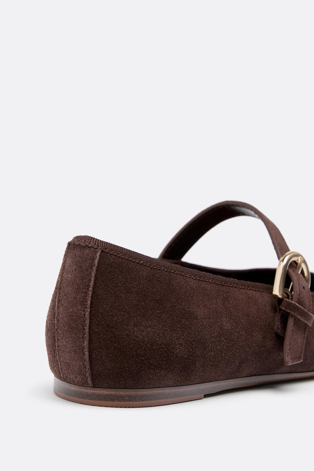 Stradivarius  Burunlu deri babet - Görsel 5