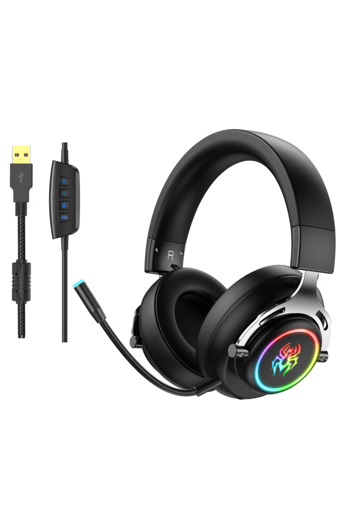 Yüksek Kaliteli 7.1 Oyuncu Kulaklık Mikrofonlu Kulaküstü RGB Led Işıklı Renkli USB PC/PS5/PS4/X-Box