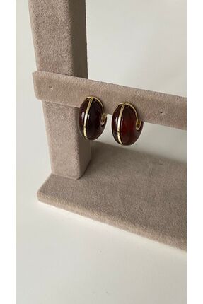 ELLY TAKI Bordo Akrilik Tombul Küpe